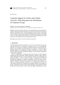Corporate Support for Artistic and Cultural Activities: What