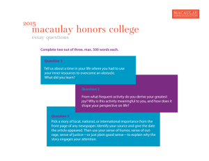 essay - Macaulay Honors College