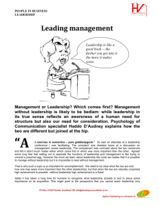 Leadership versus management