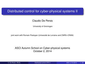 Distributed Control for Cyber Physical Systems -