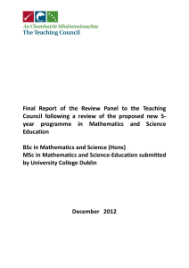 Final Report of the Review Panel to the Teaching Council following
