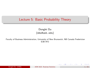 Lecture 5: Basic Probability Theory