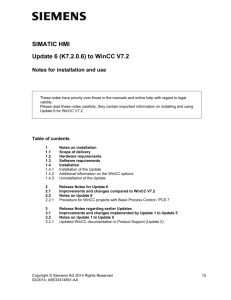SIMATIC HMI Update 6 (K7.2.0.6) to WinCC V7.2
