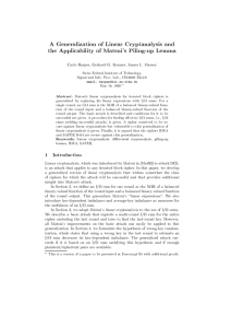 A Generalization of Linear Cryptanalysis and the Applicability of