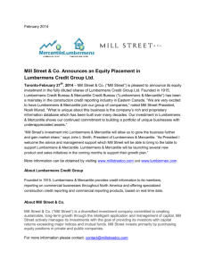 Feb 27, 2014 Mill Street & Co. Announces an Equity Placement in