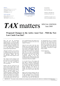 Proposed Changes to the Active Asset Test Will the New Law Catch