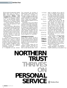 NORTHERN TRUST THRIVES ON PERSONAL