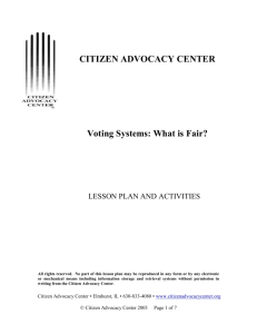 CITIZEN ADVOCACY CENTER Voting Systems: What is Fair?