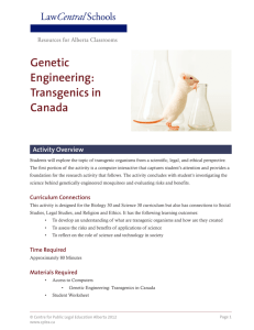 Genetic Engineering: Transgenics in Canada