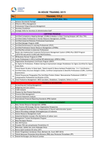 Agenda Training & Consultancy 2015 (In House Training)