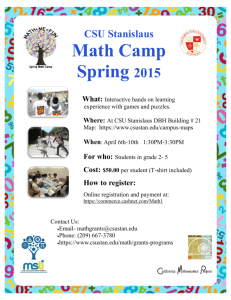 Spring Math Camp Flyer CSUSTAN