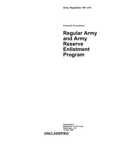 Regular Army and Army Reserve Enlistment Program