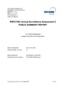 RSPO P&C Annual Surveillance Assessment 2 PUBLIC SUMMARY