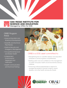 Oak Ridge Institute for Science and Education Fact Sheet
