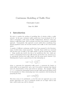 Continuum Modelling of Traffic Flow