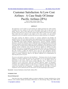 Customer Satisfaction at Low Cost Airlines: A Case Study of Jetstar
