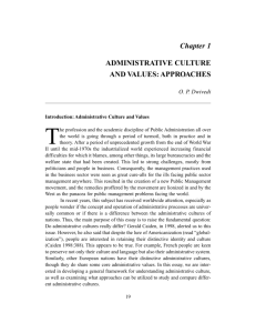 Chapter 1 ADMINISTRATIVE CULTURE AND VALUES