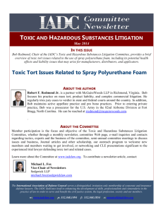 Toxic Tort Issues Related to Spray Polyurethane Foam