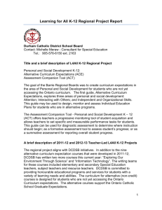 Durham CDSB L4All K-12 Regional Project Report (2011-13)