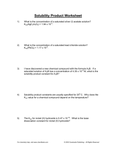 Solubility Product Worksheet