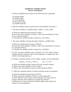 6 WORKSHEET Solubility Product