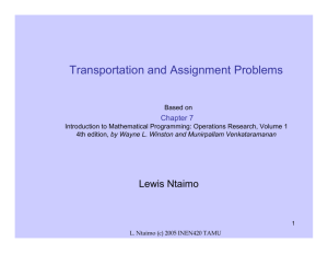 Transportation and Assignment Problems (Class Slides)