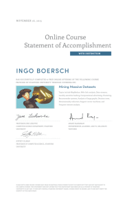 Online Course Statement of Accomplishment INGO BOERSCH