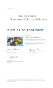 Online Course Statement of Accomplishment ISMEL BRITO