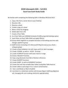 Excel Case Exam Study Guide