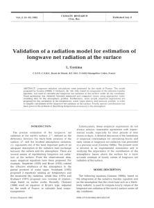Validation of a radiation model for estimation of longwave net