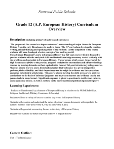 (AP European History) Curriculum Overview