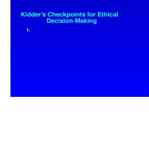 Kidder's Checkpoints for Ethical Decision-Making