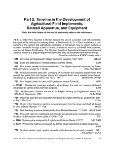 Part 2. Timeline in the Development of Agricultural Field Implements