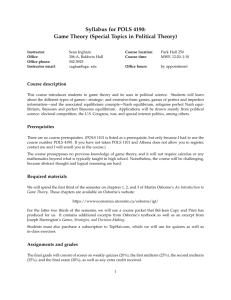 Syllabus for POLS 4190: Game Theory (Special Topics in Political