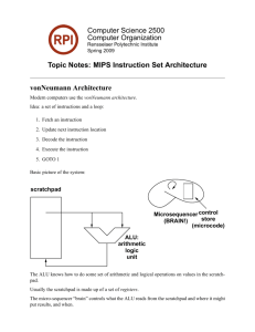 Topic Notes: MIPS ISA - Computer Science Department