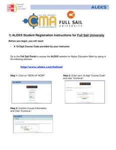 1) ALEKS Student Registration Instructions for Full Sail University