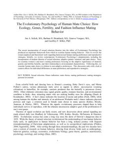 The Evolutionary Psychology of Human Mate Choice
