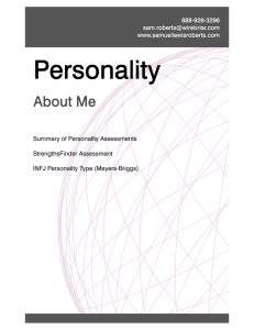 Summary of Personality Assessments StrengthsFinder