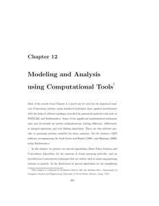 Modeling and Analysis using Computational Tools
