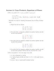 Lecture 3: Cross Products, Equations of Planes