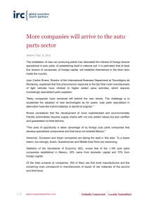 More companies will arrive to the auto parts sector