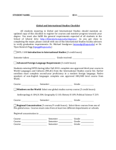 STUDENT NAME: ID #: Global and International Studies Checklist