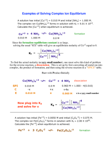 Examples of Solving Complex Ion Equilibrium