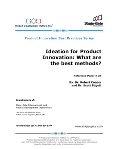 Ideation for Product Innovation: What are the best - stage