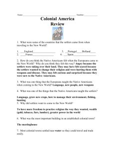 Colonial America Review for Test