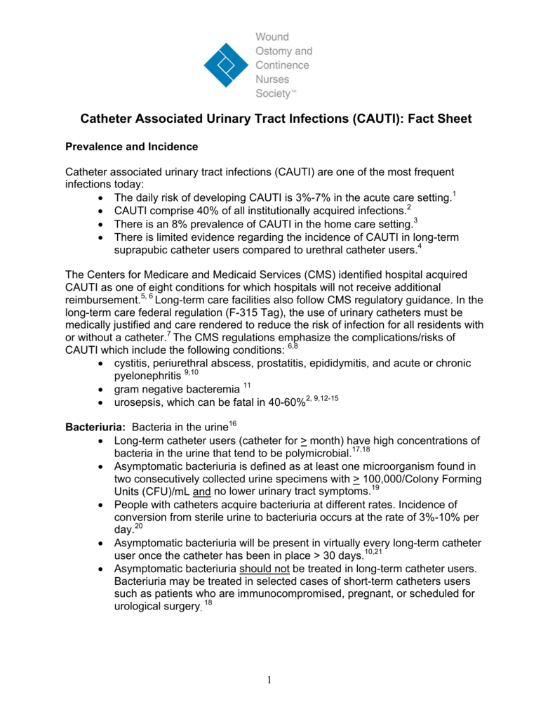 catheter associated urinary tract infections cauti fact sheet catheter associated urinary tract infections cauti fact sheet