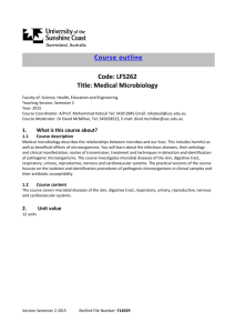 Course outline Code: LFS262 Title: Medical Microbiology