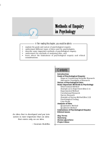 Methods of Enquiry in Psychology Methods of Enquiry in Psychology