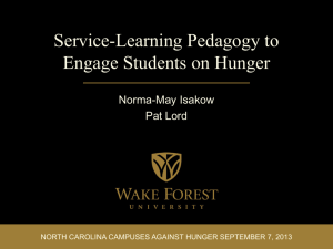 Service-Learning Pedagogy to Engage Students on Hunger