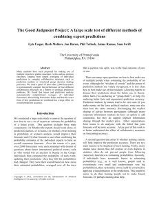 The Good Judgment Project - University of Pennsylvania